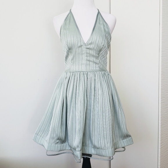 Bebe Lace Back Metallic Stripe Dress in Mint - Picture 2 of 8